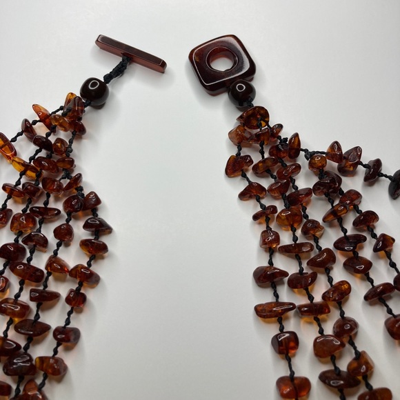 Six Strand Knotted Amber & Turquoise Necklace - Picture 6 of 8